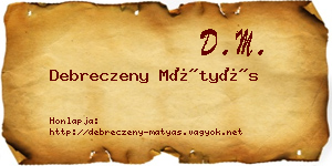 Debreczeny Mátyás névjegykártya