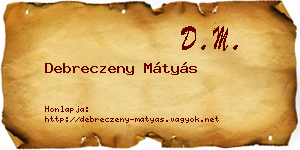 Debreczeny Mátyás névjegykártya
